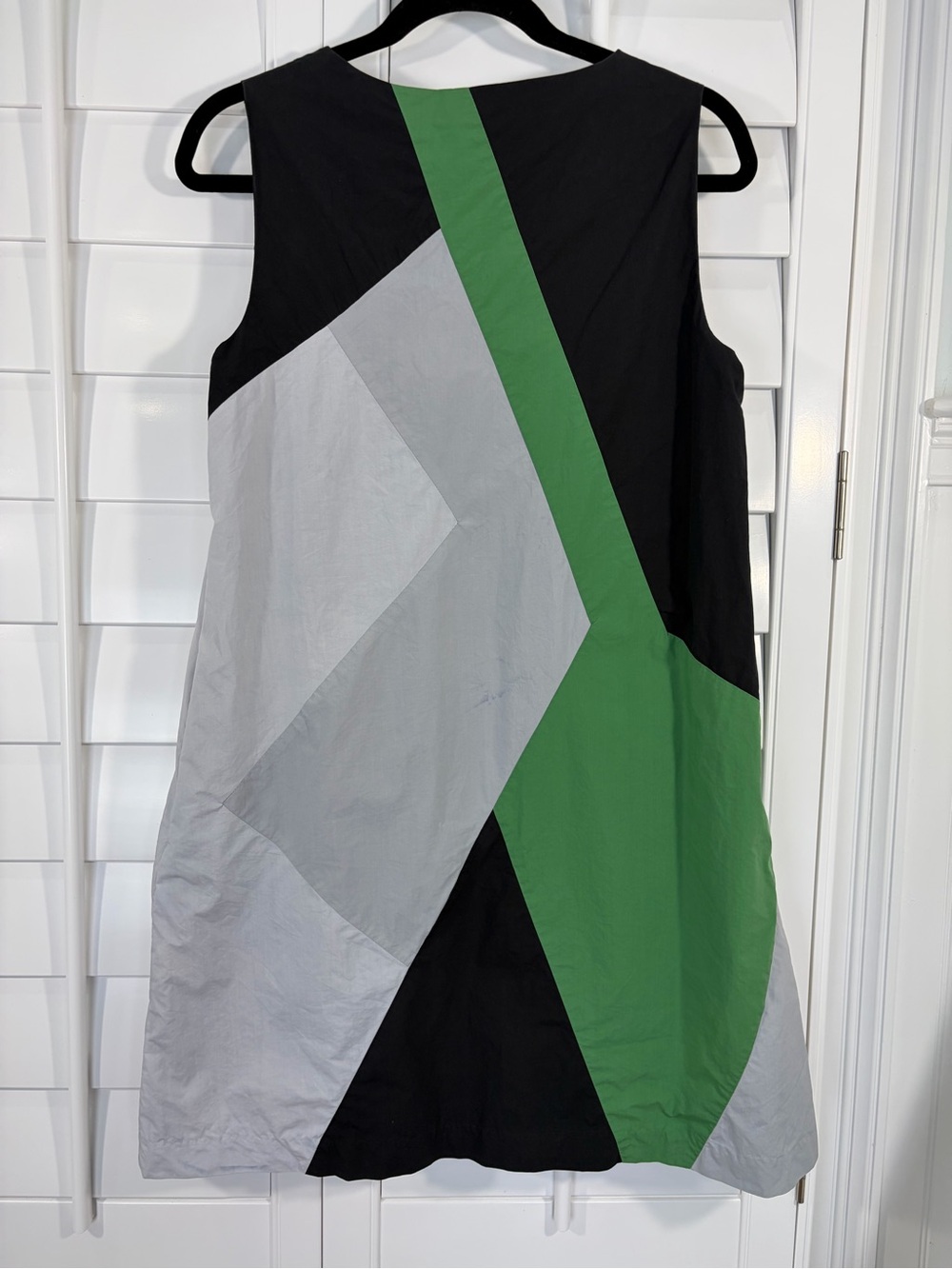 Greek 100% Cotton Sleeveless Geometric Colorblock Mini Dress (L) - Picture 4 of 7